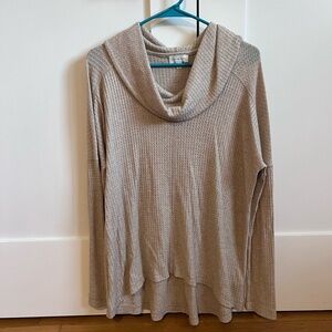 Lucky Brand Cowl Neck Waffle Knit Top